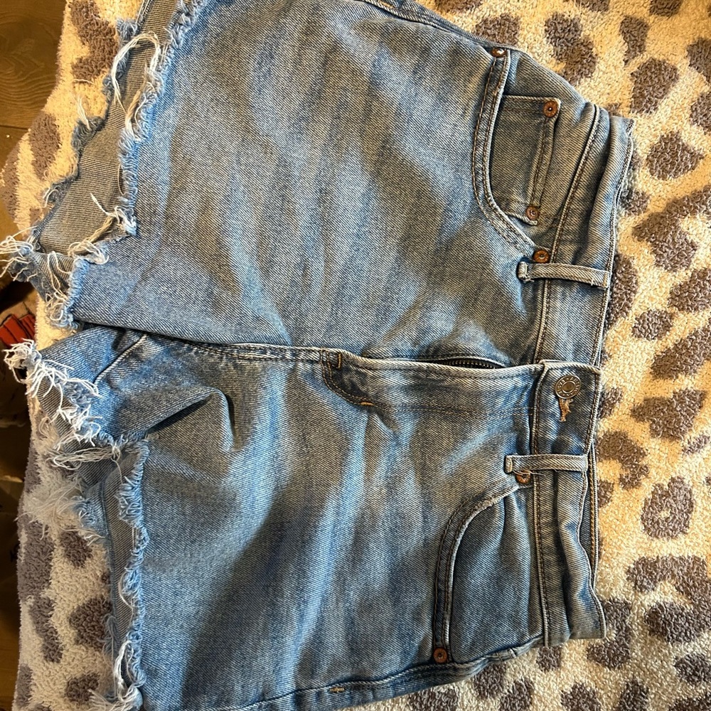 American Eagle Outfitters Light Blue Frayed Jean Shorts